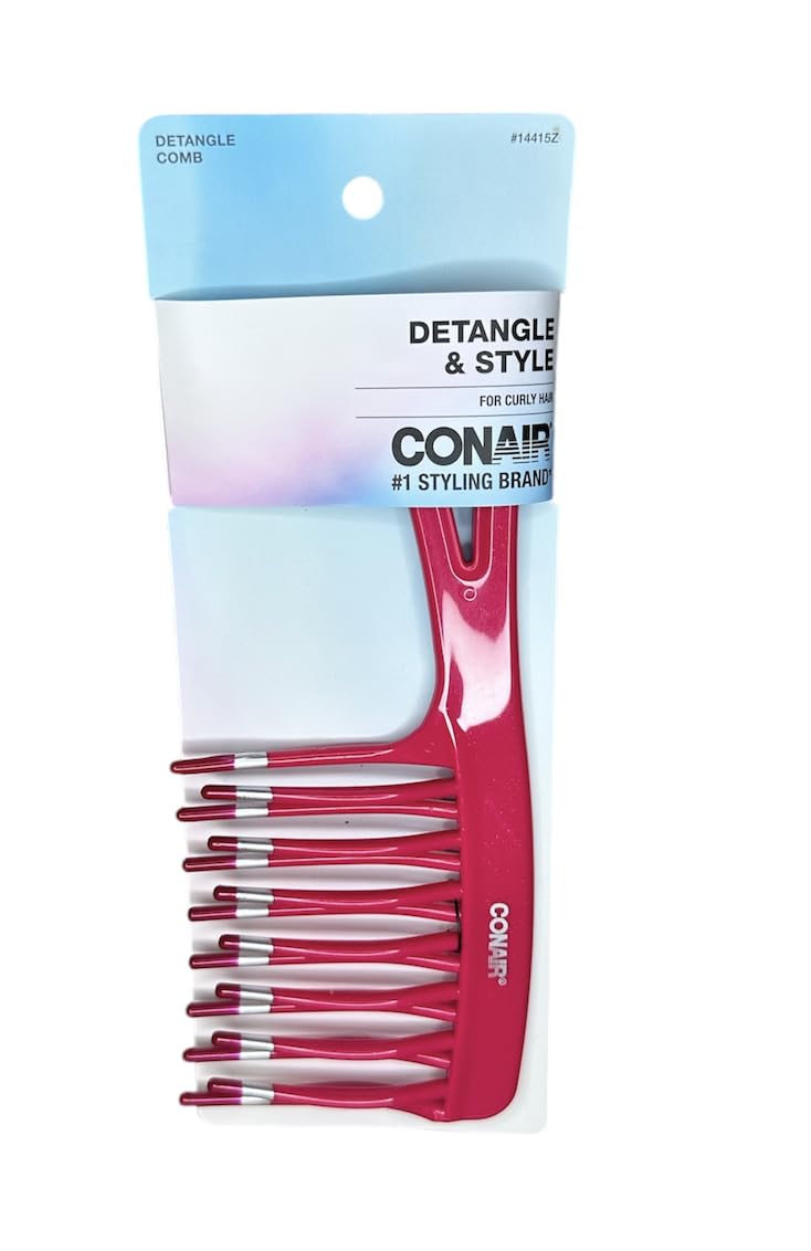 Dents larges du peigne démêlant Conair facilitent le démêlage des cheveux mouillés.