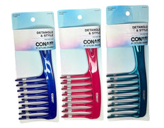 Peigne démêlant Conair, lot de 3, idéal pour cheveux épais et bouclés.