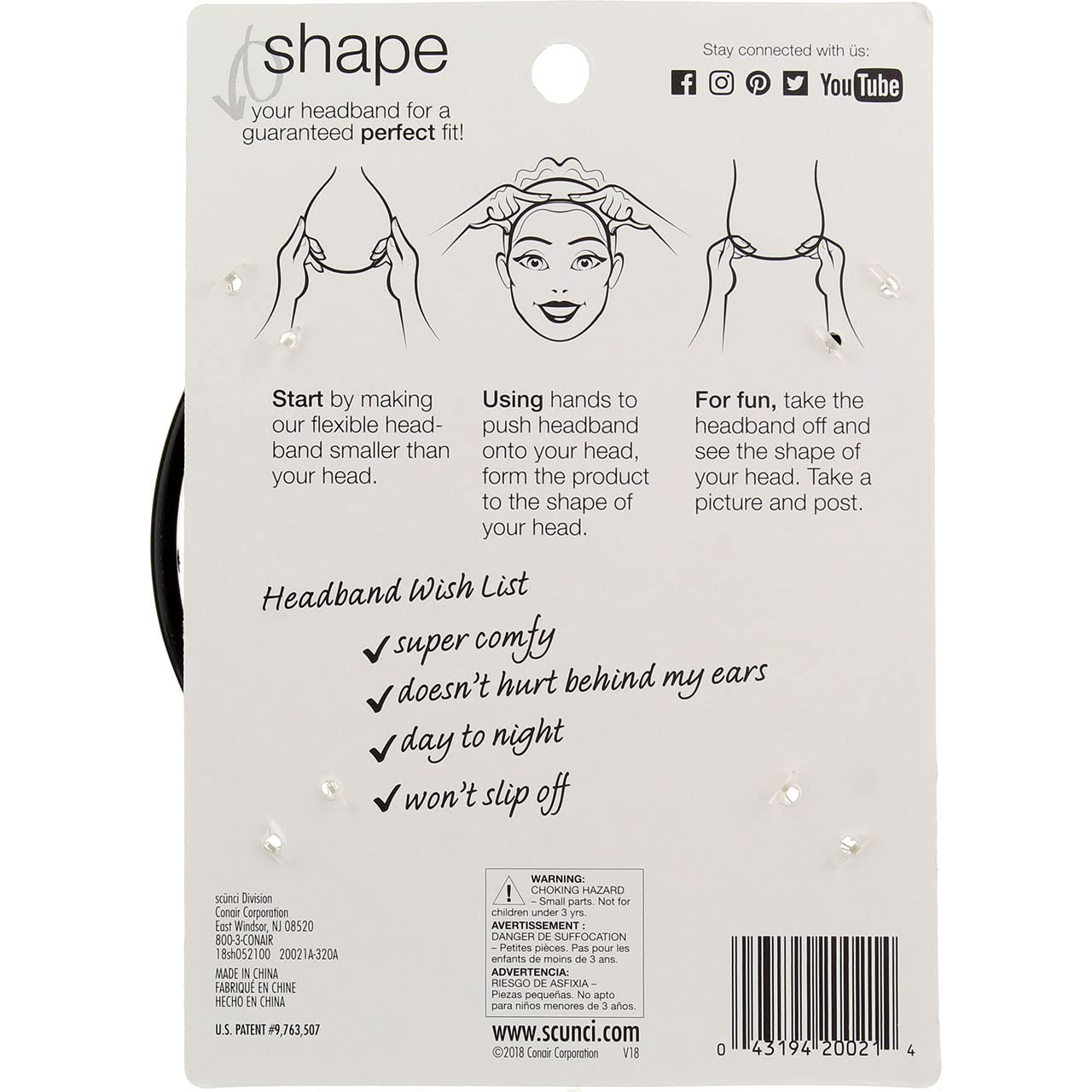 Conair Scunci bandeau pliable, usage quotidien et maintien discret.