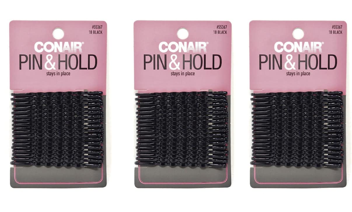 Pins Scunci noirs – ensemble de 3 paquets de 18 pour un maintien fiable.