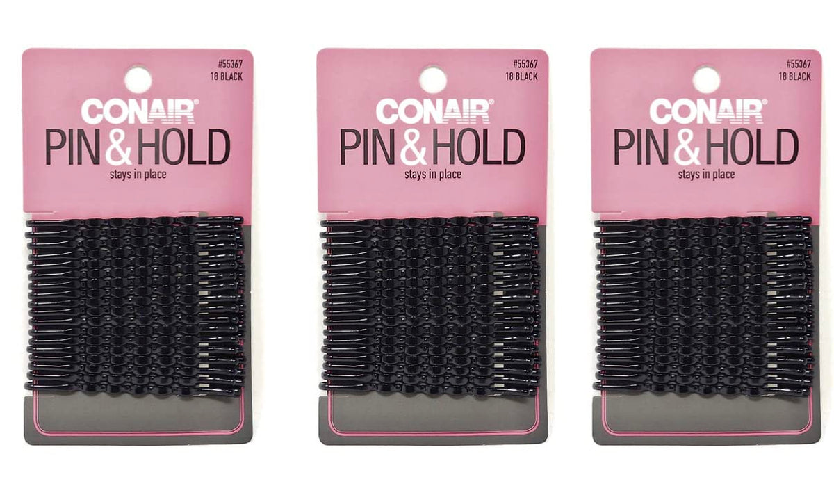 Pins Scunci noirs – ensemble de 3 paquets de 18 pour un maintien fiable.