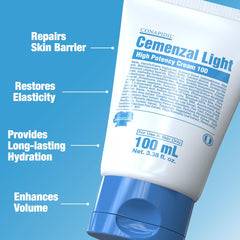 Application visage de Cemenzal Light, soin ciblé pour peau sensible.