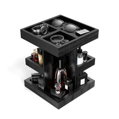 Coneqwliy étiquette bois noir, 3 niveaux pour colognes et petits articles.