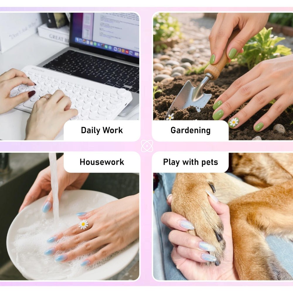 Confort toute la journée sans pression sur les ongles naturels.