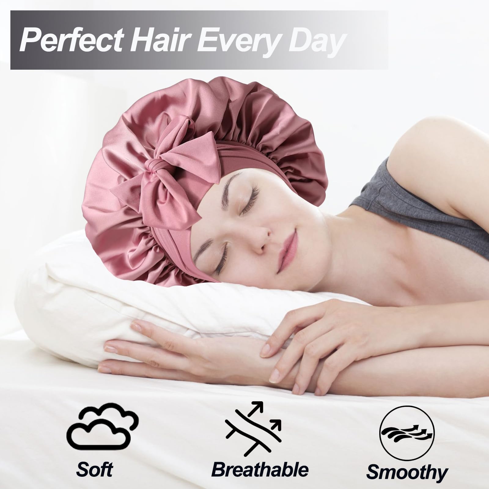 Confvrter bonnet soie utilisations multiples: parfait pour soins et sommeil.