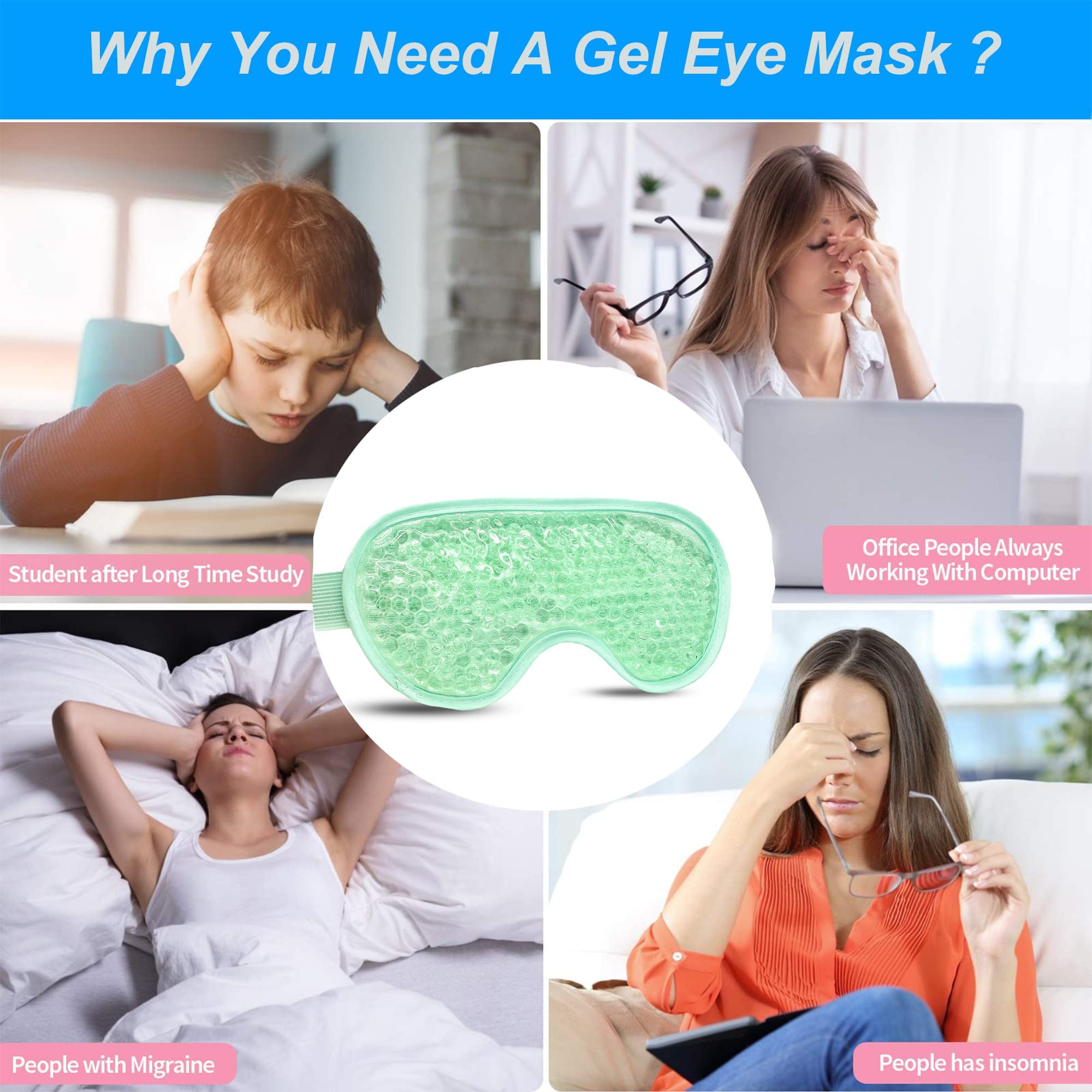CONSGIJI masque yeux gel-confort facial: épouse les contours du visage.