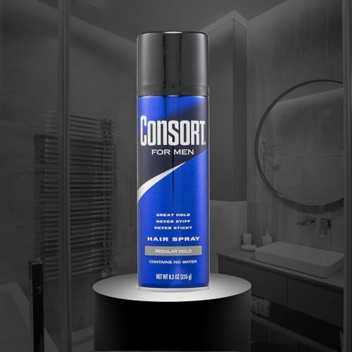 Consort Pour Hommes – spray-cheveux, parfum masculin propre et discret.