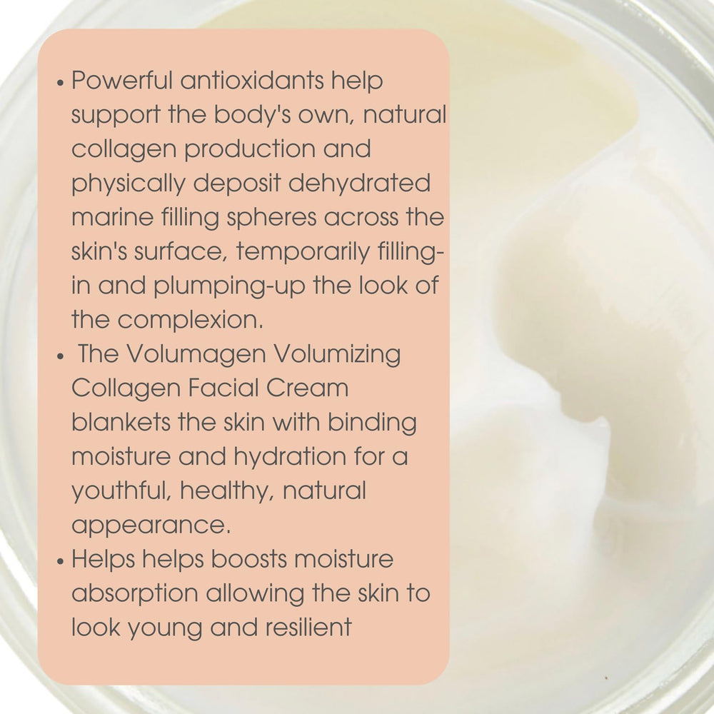 Texture légère de la crème Volumagen appliquée sur la peau.