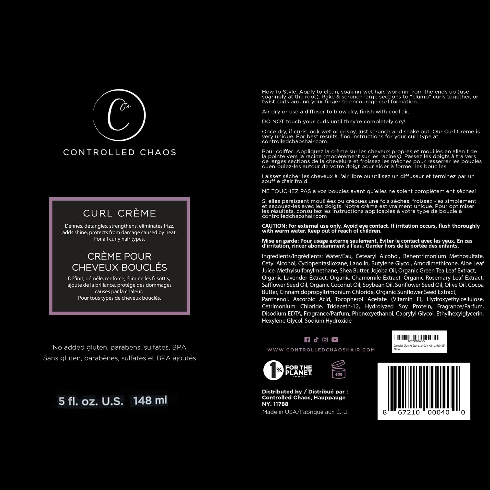 Parfum agréable et hydratation durable avec Controlled Chaos.