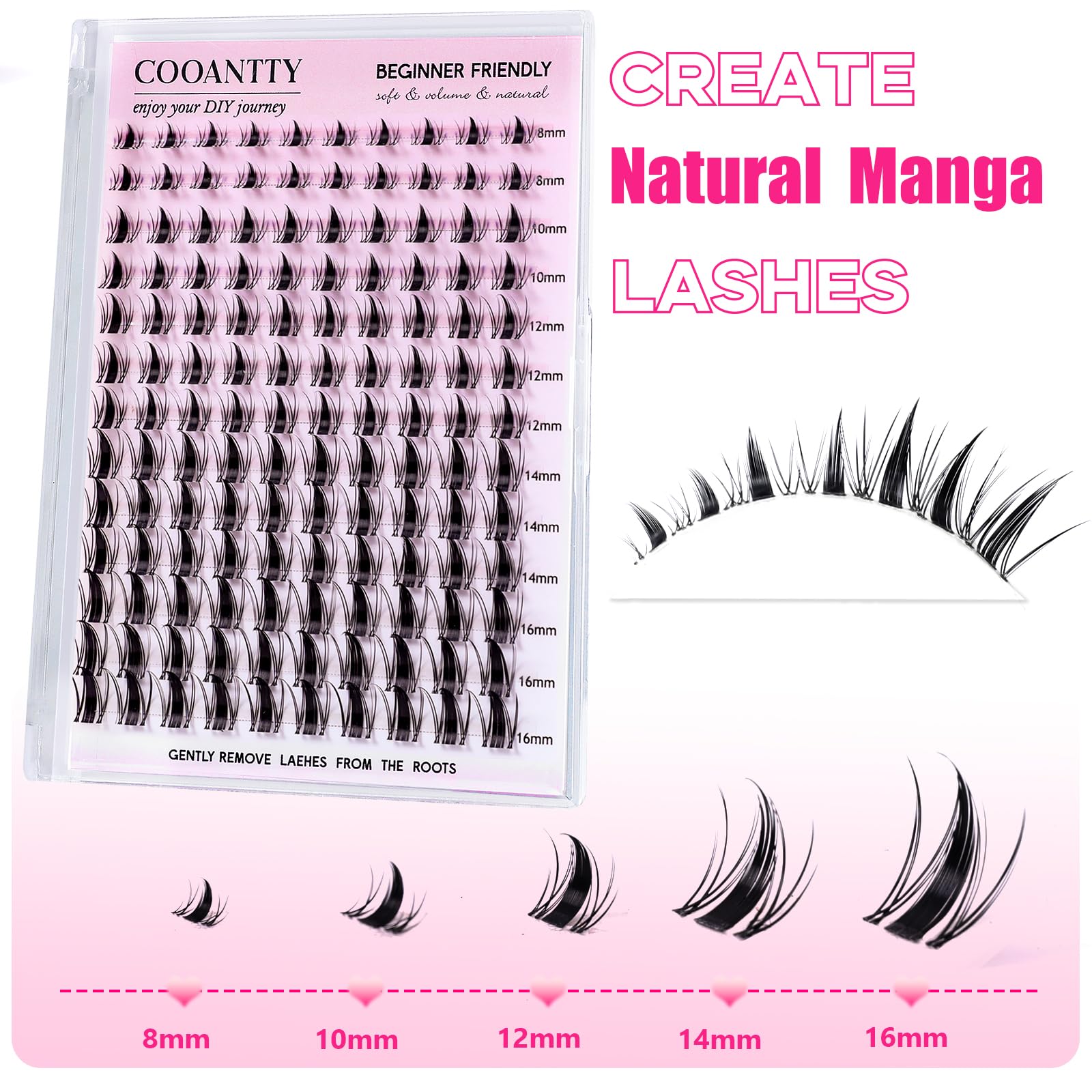 Cooantty Fairy Lash Clusters Manga effet wet discret pour un regard frais.