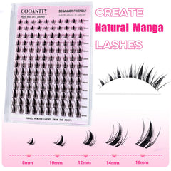 Cooantty Fairy Lash Clusters Manga effet wet discret pour un regard frais.