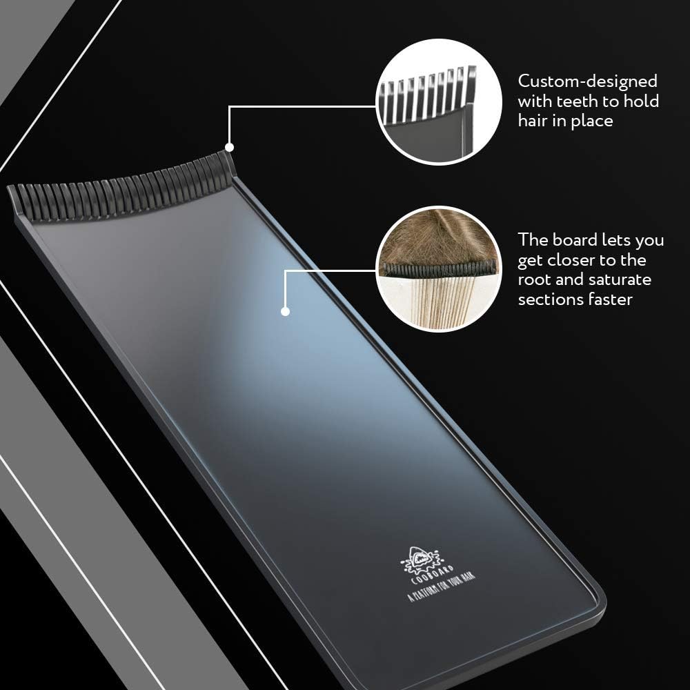 Cooboard base robuste assure stabilité lors du travail sur cheveux longs.