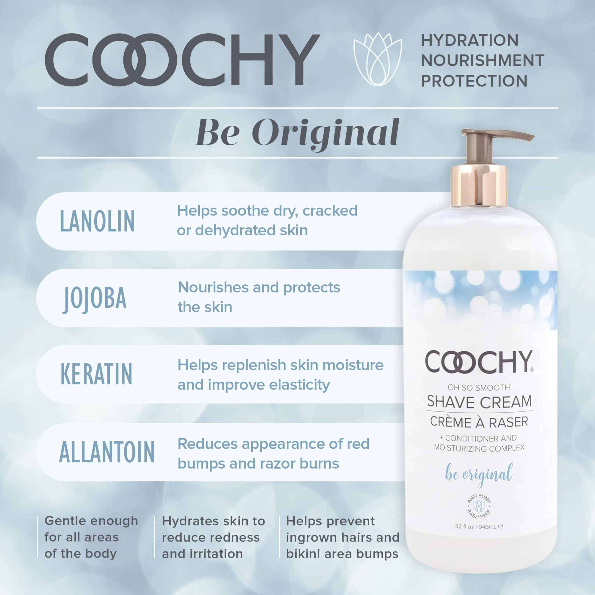 Coochy — application rapide, texture lisse pour rasage précis.