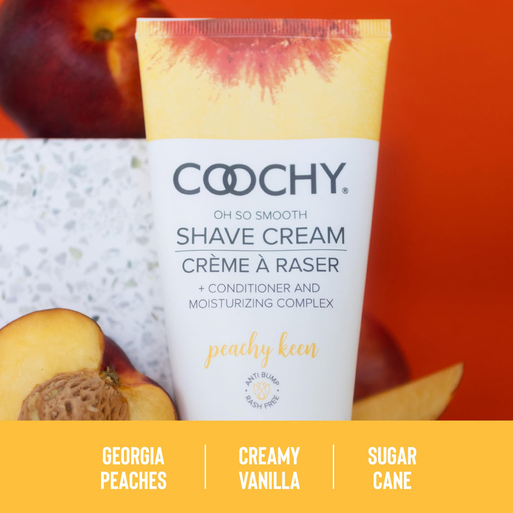 Coochy Crème de rasage parfum pêche sucré vanillé, expérience agréable