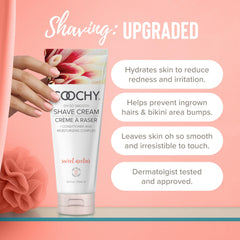 Coochy Crème de rasage – texture crémeuse facilitant le glissement du rasoir.
