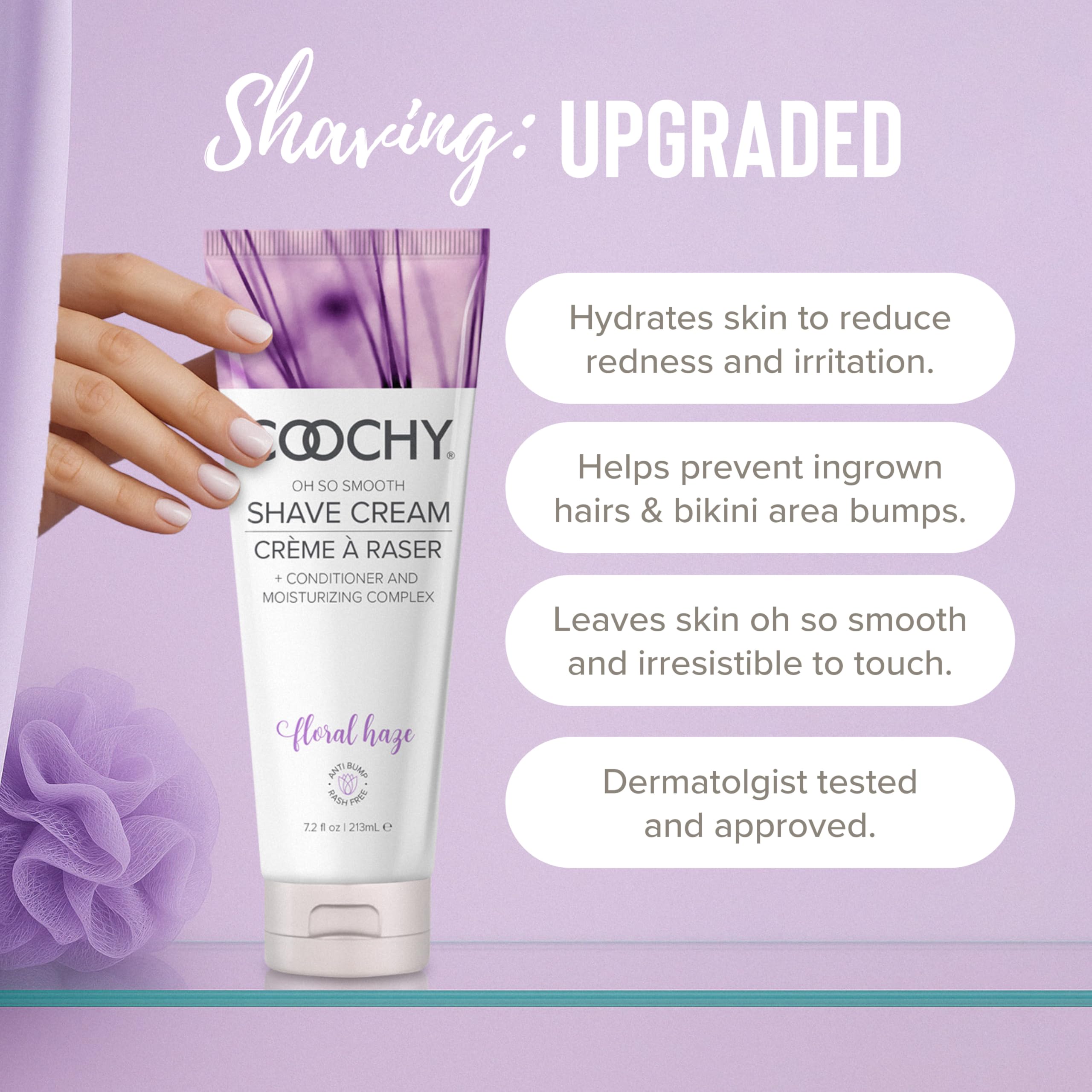 Texture hydratante et veloutée de Coochy Shave Cream pour un rasage doux.