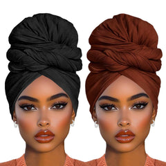 COOKOO hijab elastique turban noir, confort durable et style polyvalent.