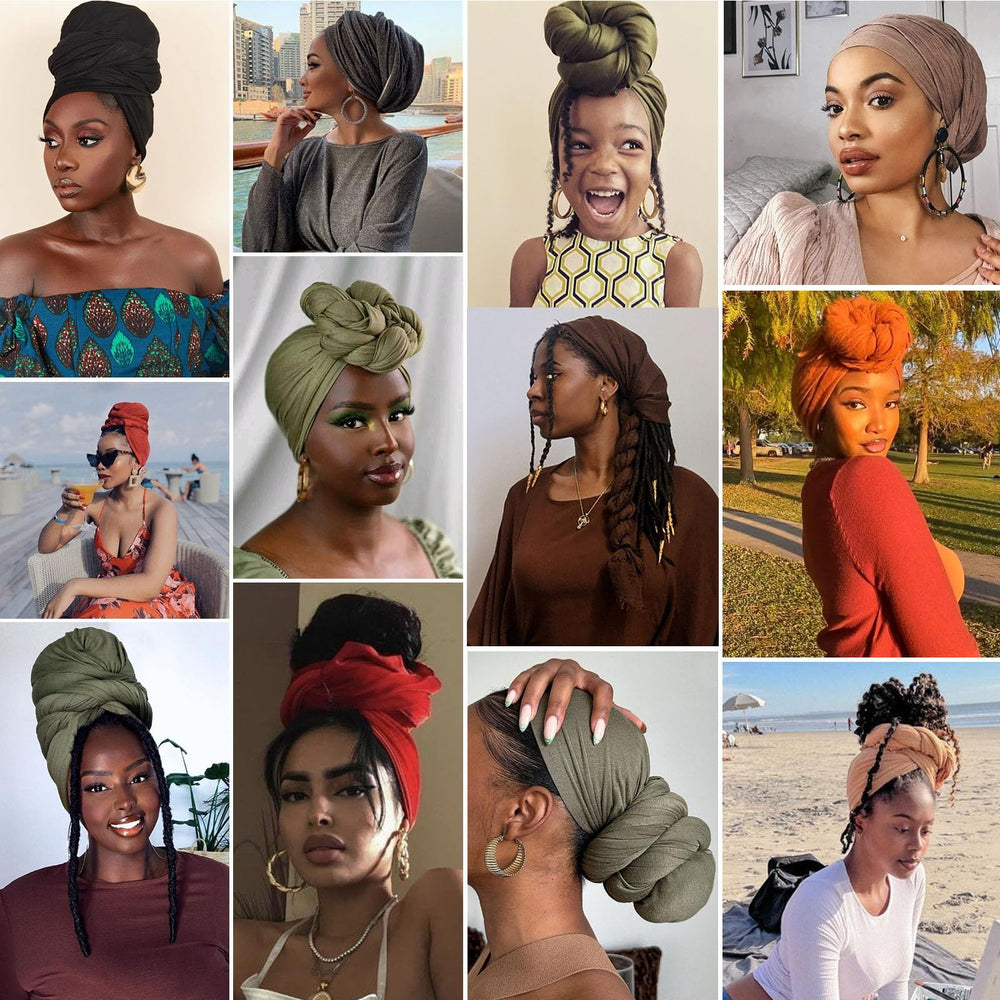 COOKOO turban long nouage facile pour plusieurs coiffures quotidiennes.