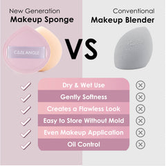 Éponge COOL-ANGLE rose pâle idéale pour correcteur et poudre, fini naturel.