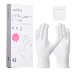 Gants COOLJOB en coton blanc, ensemble de six paires, confort durable.