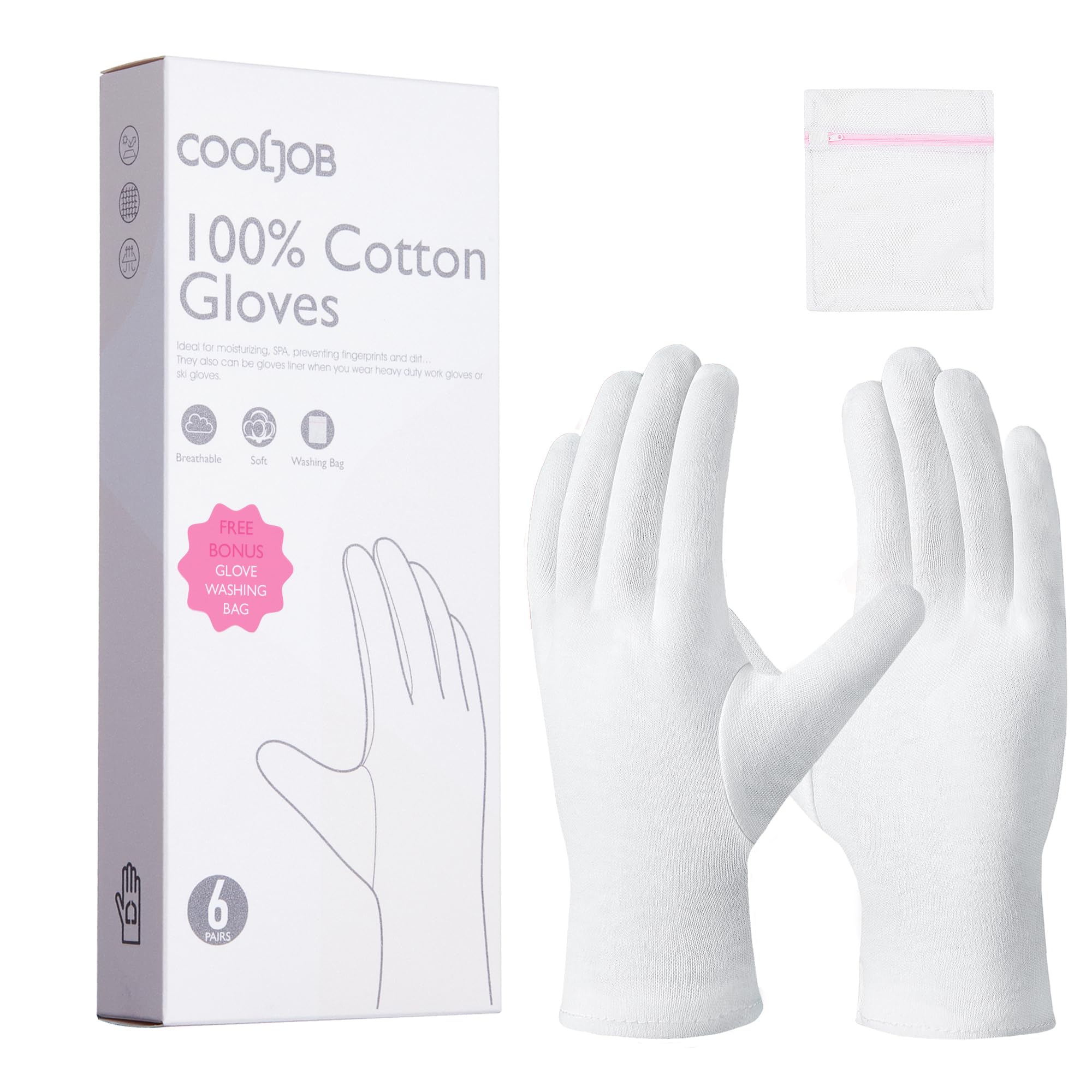 Gants COOLJOB en coton douceur nocturne, hydratation discrète pendant le sommeil.
