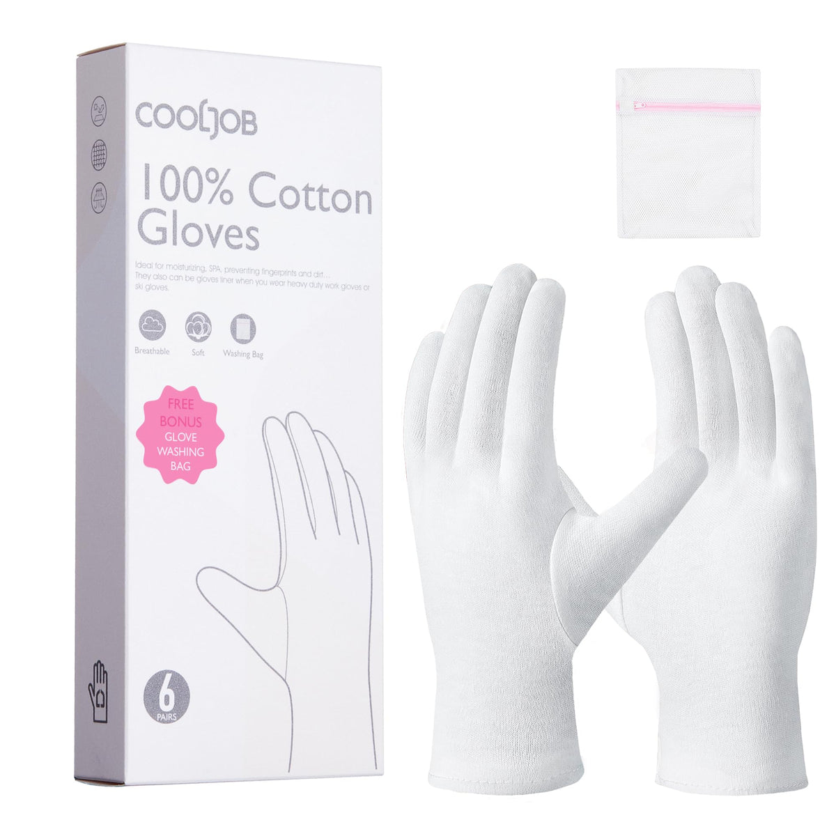 Gants COOLJOB en coton douceur nocturne, hydratation discrète pendant le sommeil.