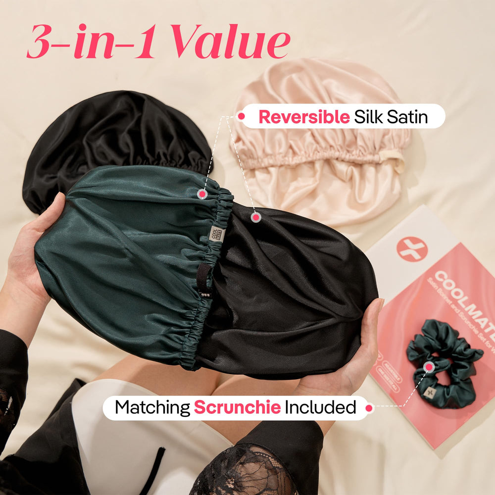 Bonnet CoolMate ajustable avec laniere rose pale maintien nocturne sans glissement.