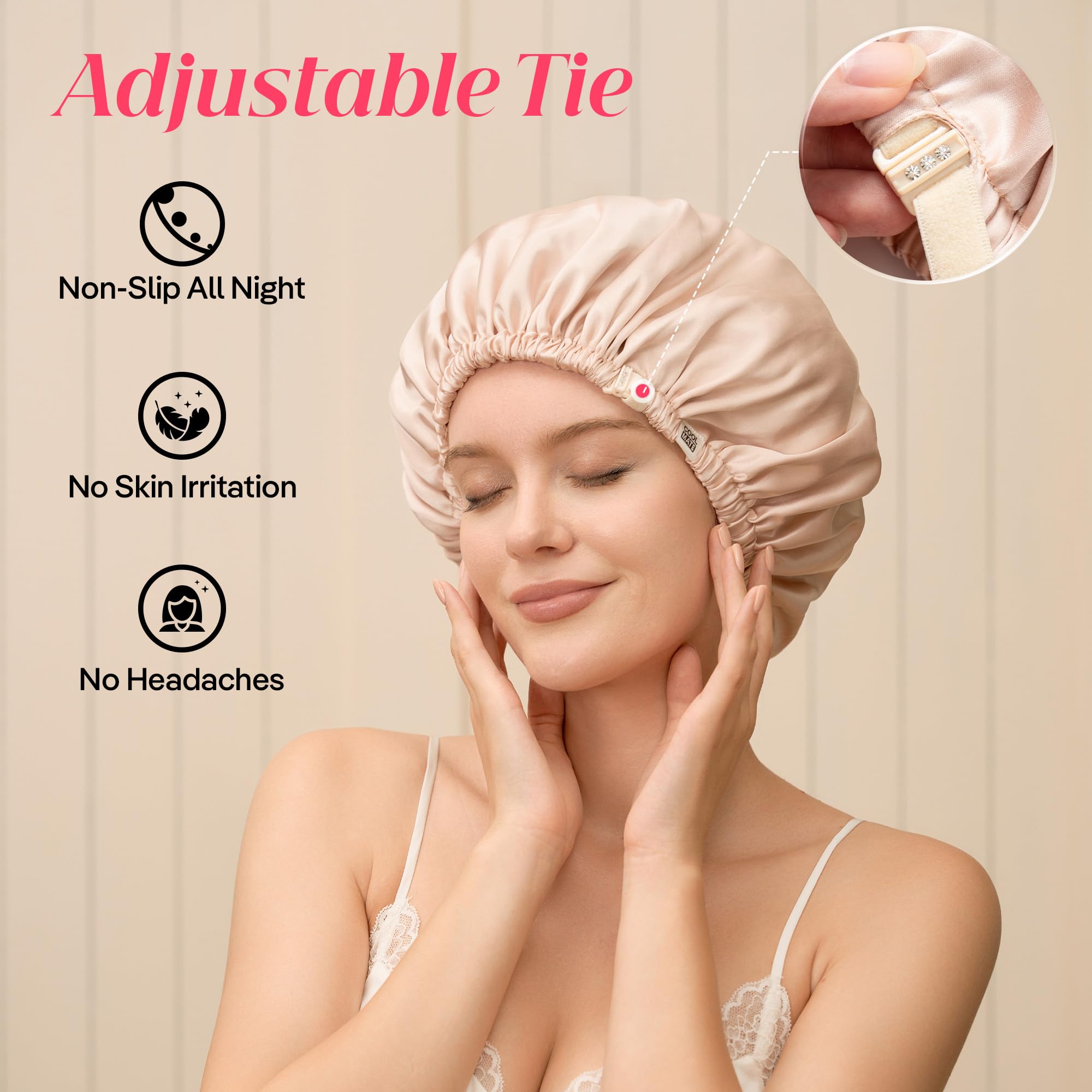 Bonnet CoolMate reversible rose-beige offre deux looks sans changer.