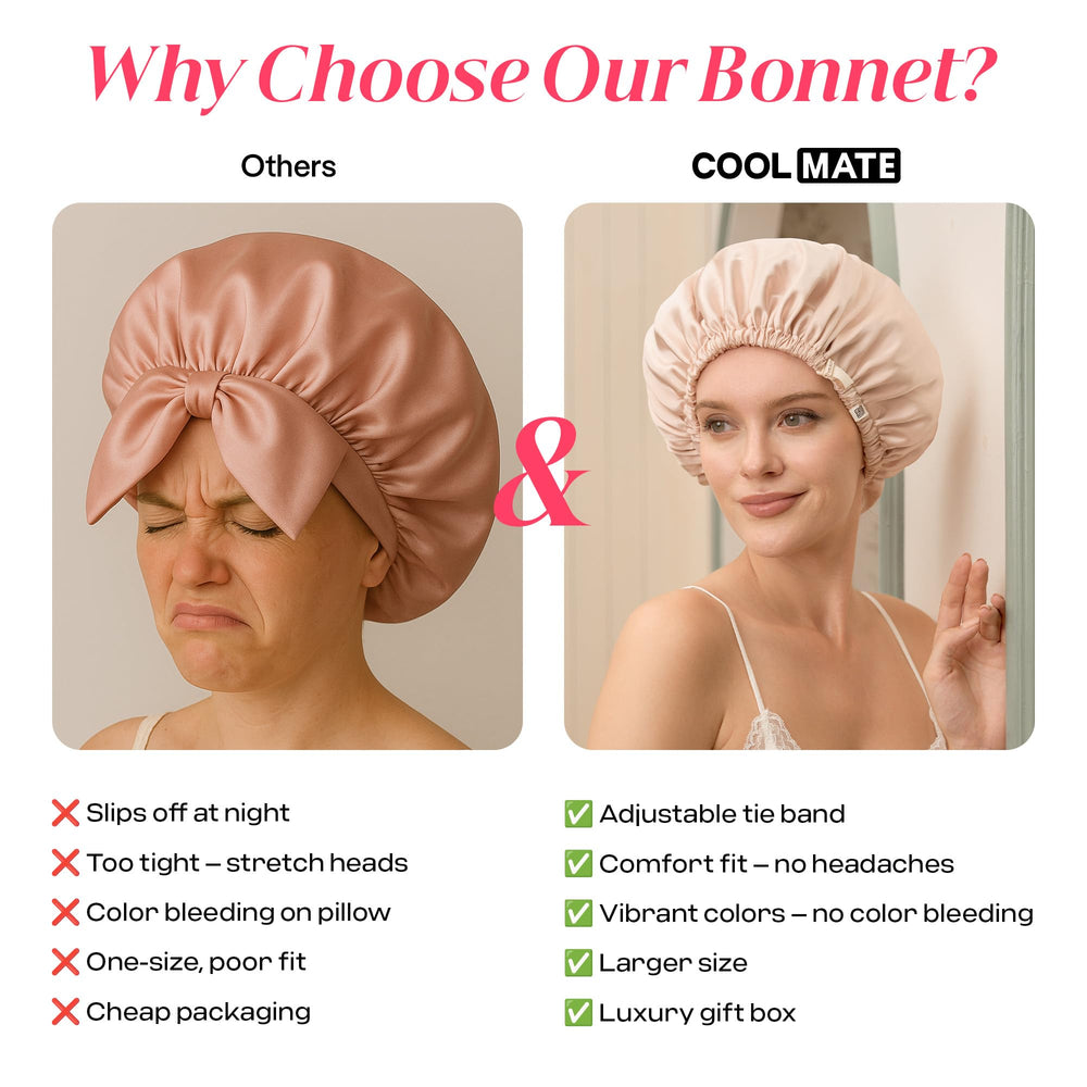 Bonnet CoolMate nuit enveloppe légère et douce pour cheveux longs.