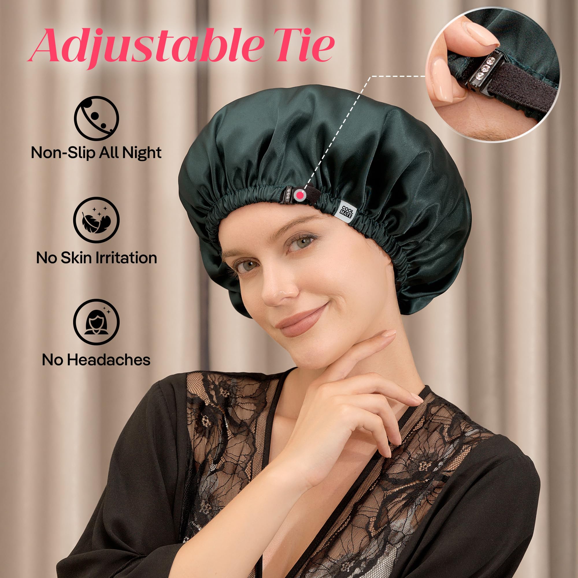 CoolMate bonnet satin non fade: couleurs durables sur les oreillers.