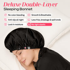 Bonnet CoolMate satin de soie anti-transfert de couleur sur oreiller.