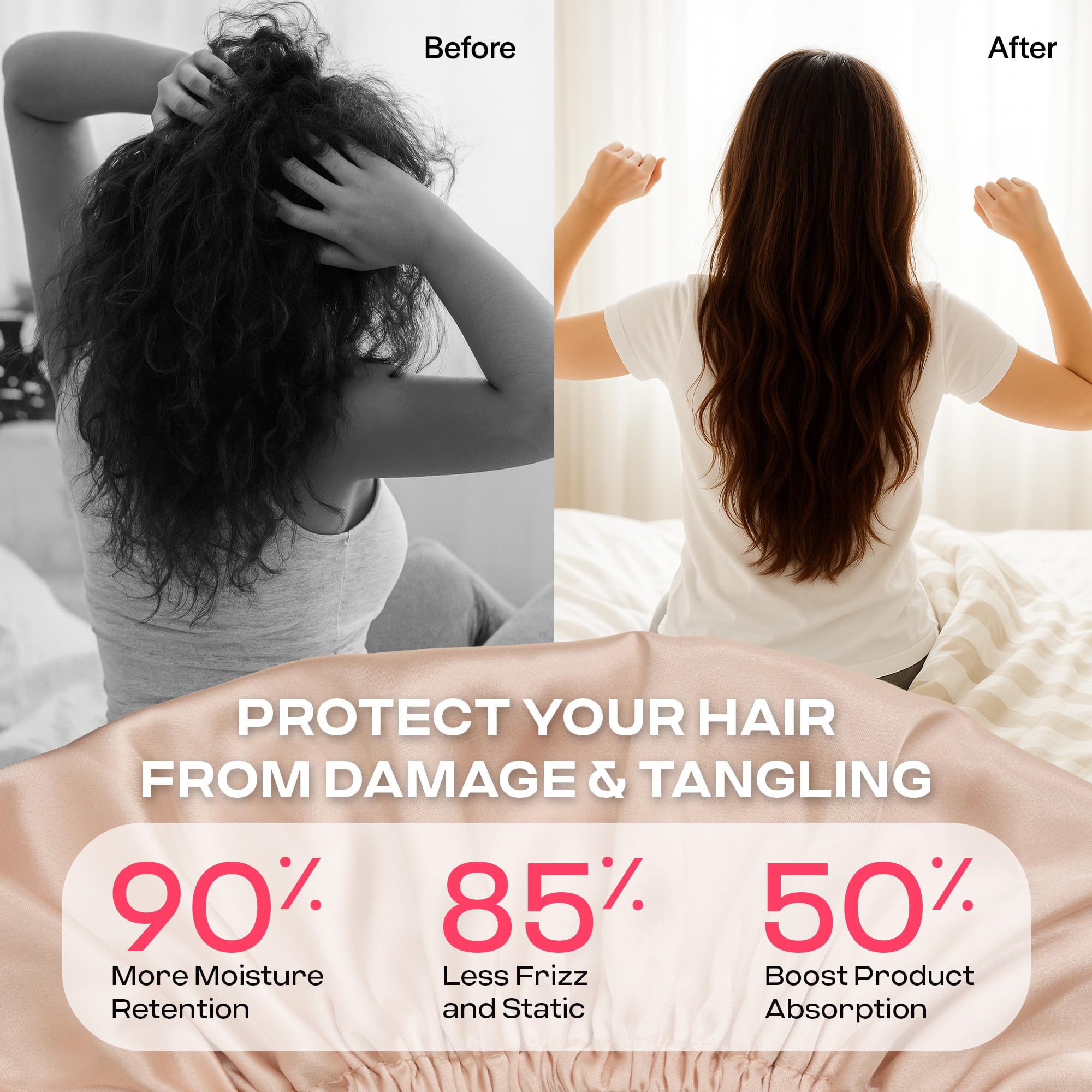 CoolMate bonnet satin utilisation nuit cheveux longs: convient aux boucles et cheveux fins.