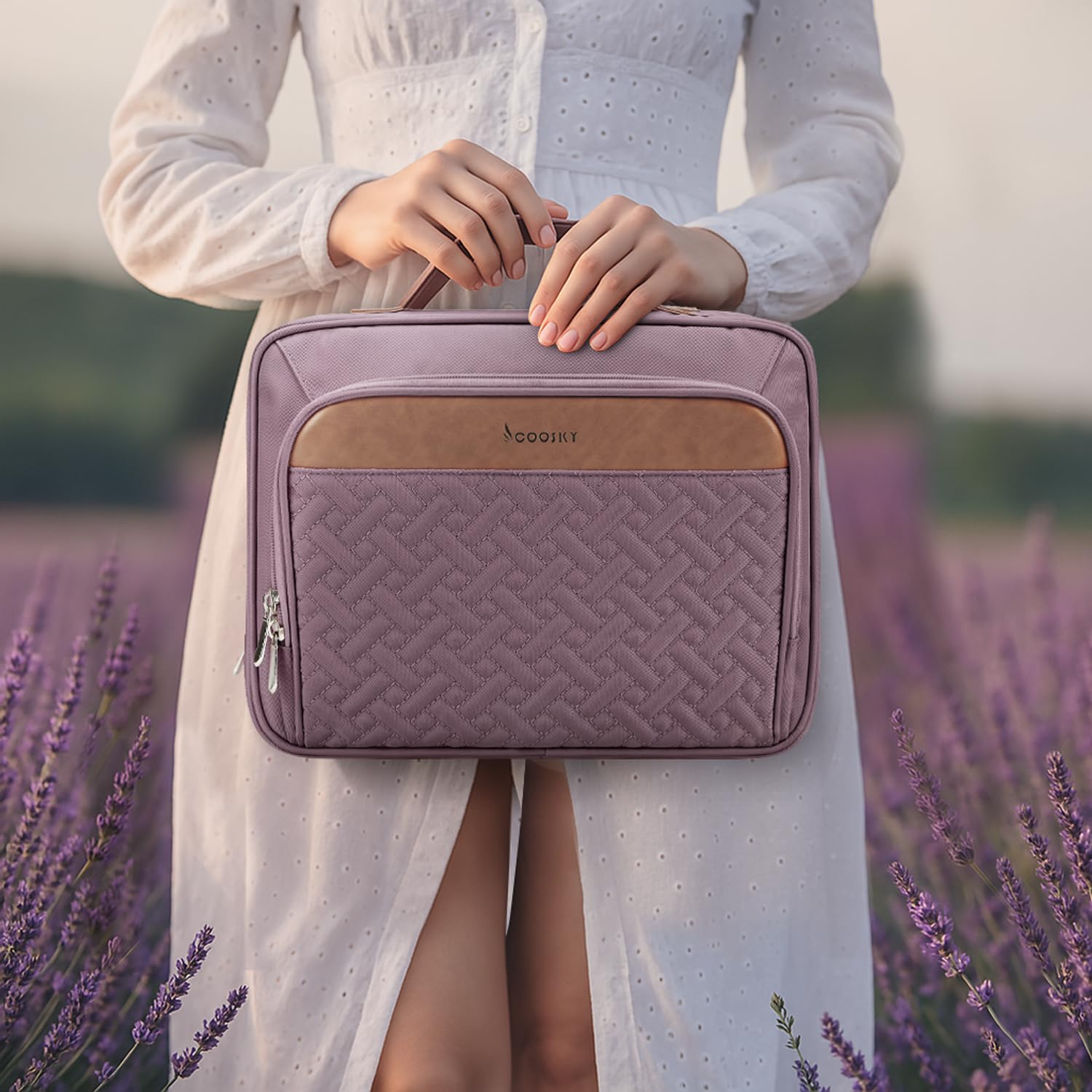 COOSKY étui maquillage extralarge, idéale pour cosmétiques de format réel.