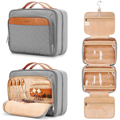 COOSKY sac de toilette suspendu gris, organisation pratique pendant le voyage.