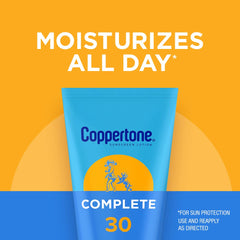 Coppertone Complete SPF 30 – application facile sur visage et corps.