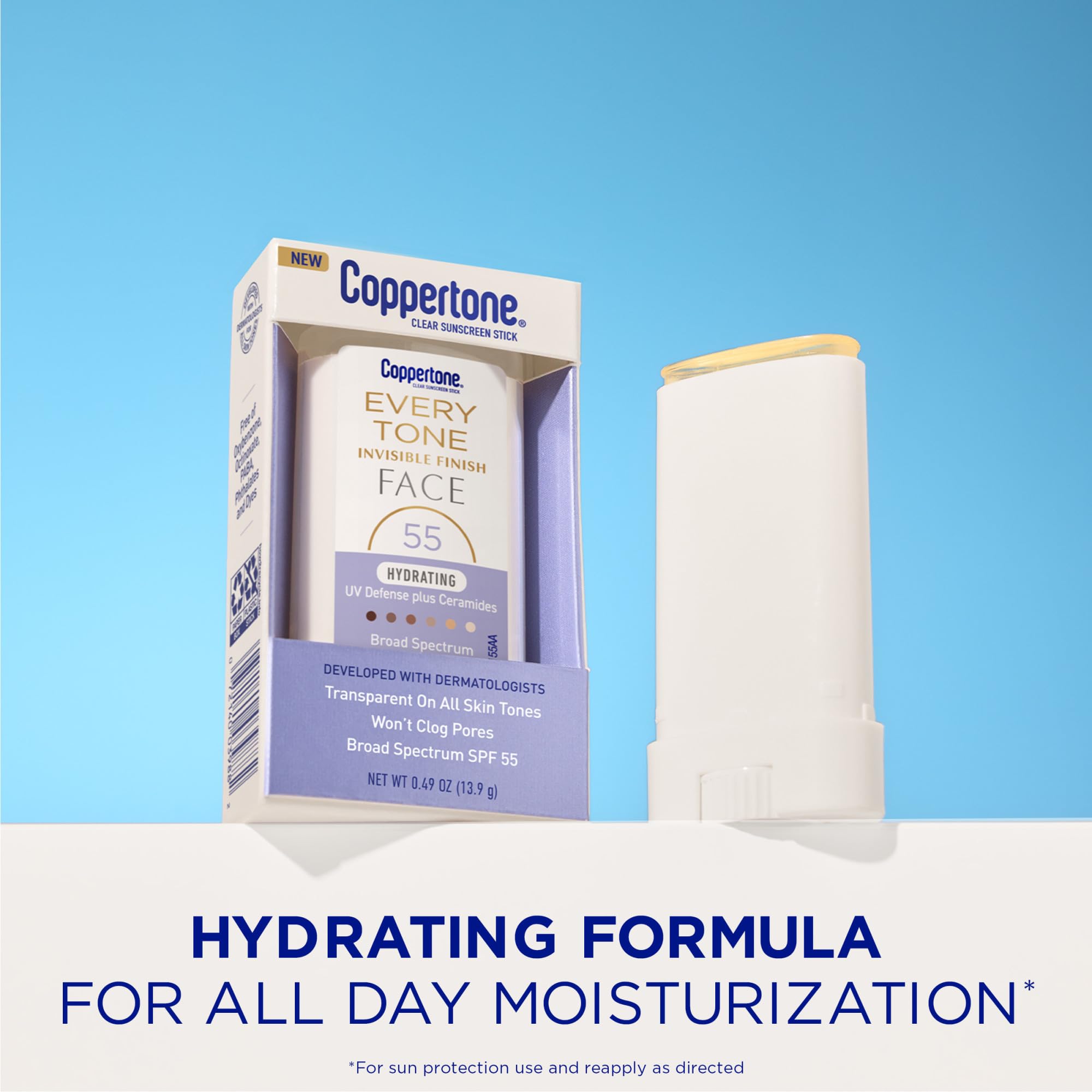 Coppertone Every Tone Stick visage hydratant avec céramides.