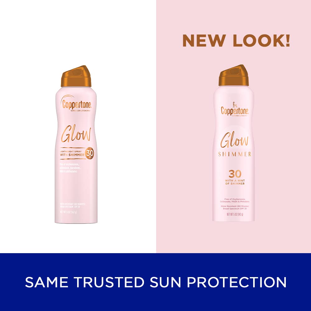 Coppertone Glow spray-sechage-rapide pour une peau lumineuse sans attendre.