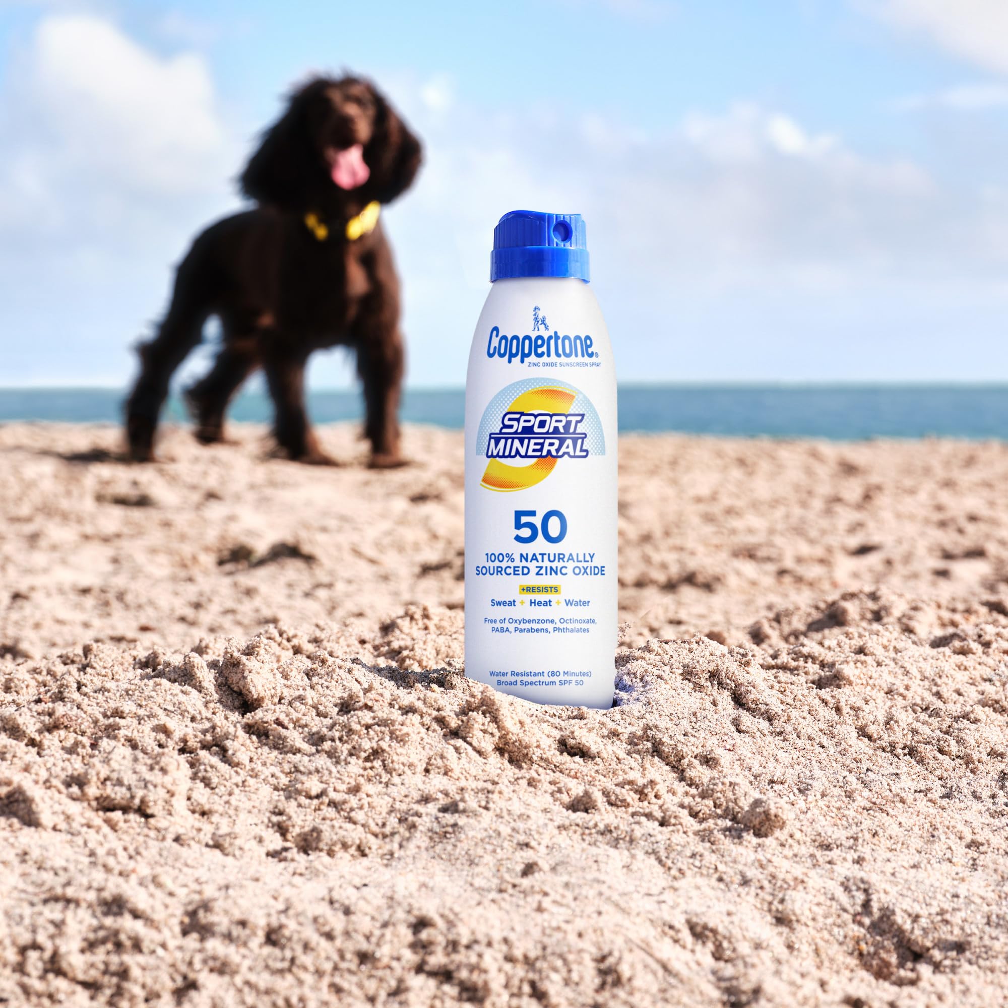 Coppertone Sport Mineral SPF 50, usage-pratique, spray qui s absorbe sans residu.