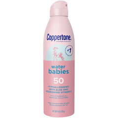 Coppertone WaterBabies SPF50: emballage clair facilitant le dosage.