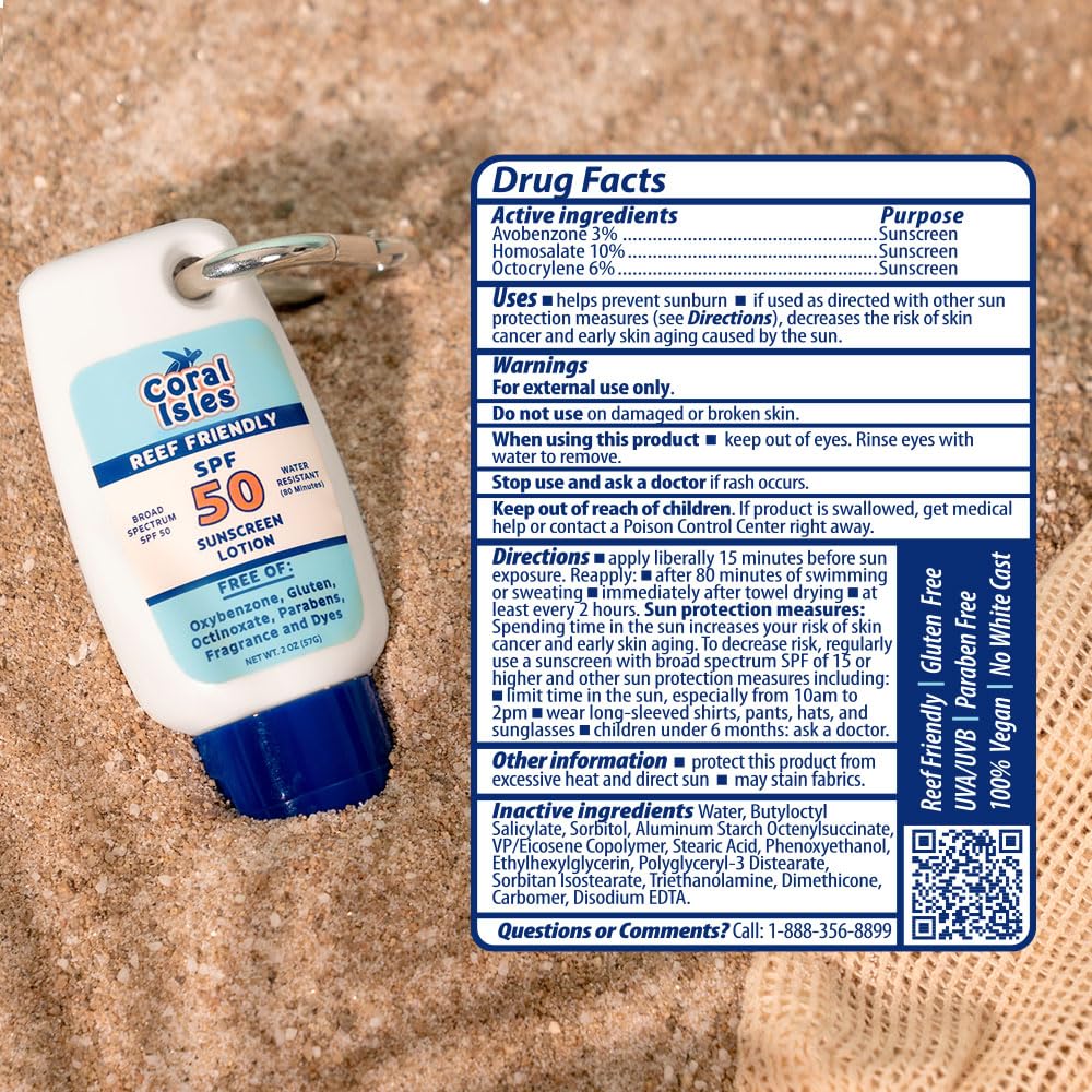 Résistance à l’eau jusqu’à 80 minutes avec Coral Isles Hawaii SPF50.