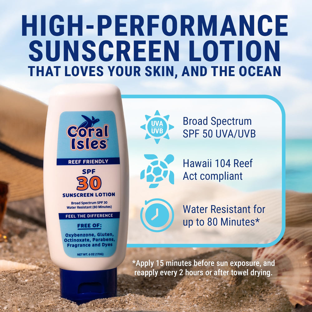 Coral Isles Écran solaire SPF30 — application sur peau pour une protection légère et non grasse