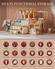 CoralHouse Organisateur-pinceaux-brosses: compartiment central pour outils maquillage a portee-de-main