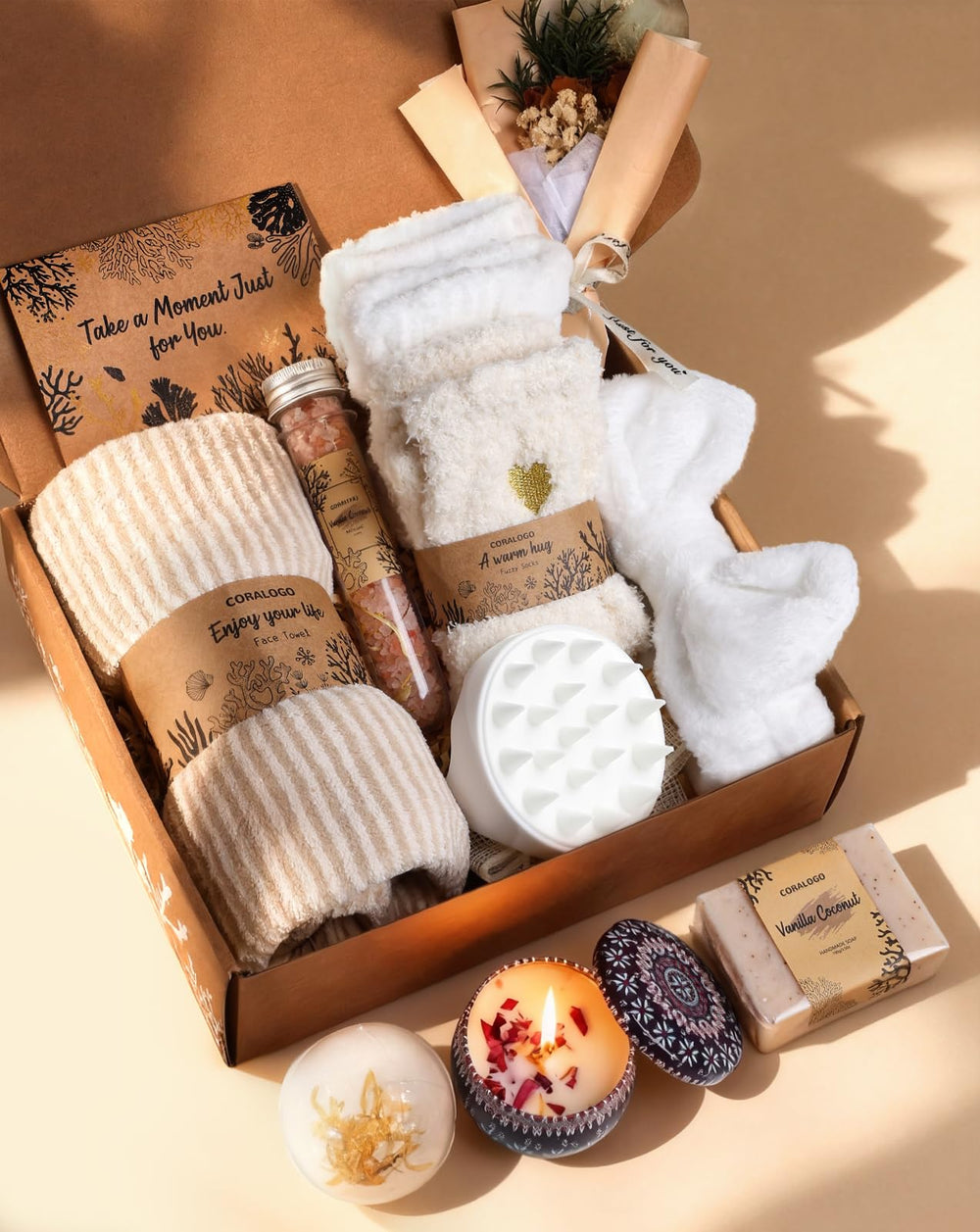 Coffret spa naturel Coralogo 11 pièces pour cadeau élégant et détente.