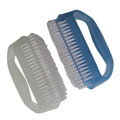 Coralpearl brosse-ongles ensemble bleu et blanc pour soins à domicile des ongles.