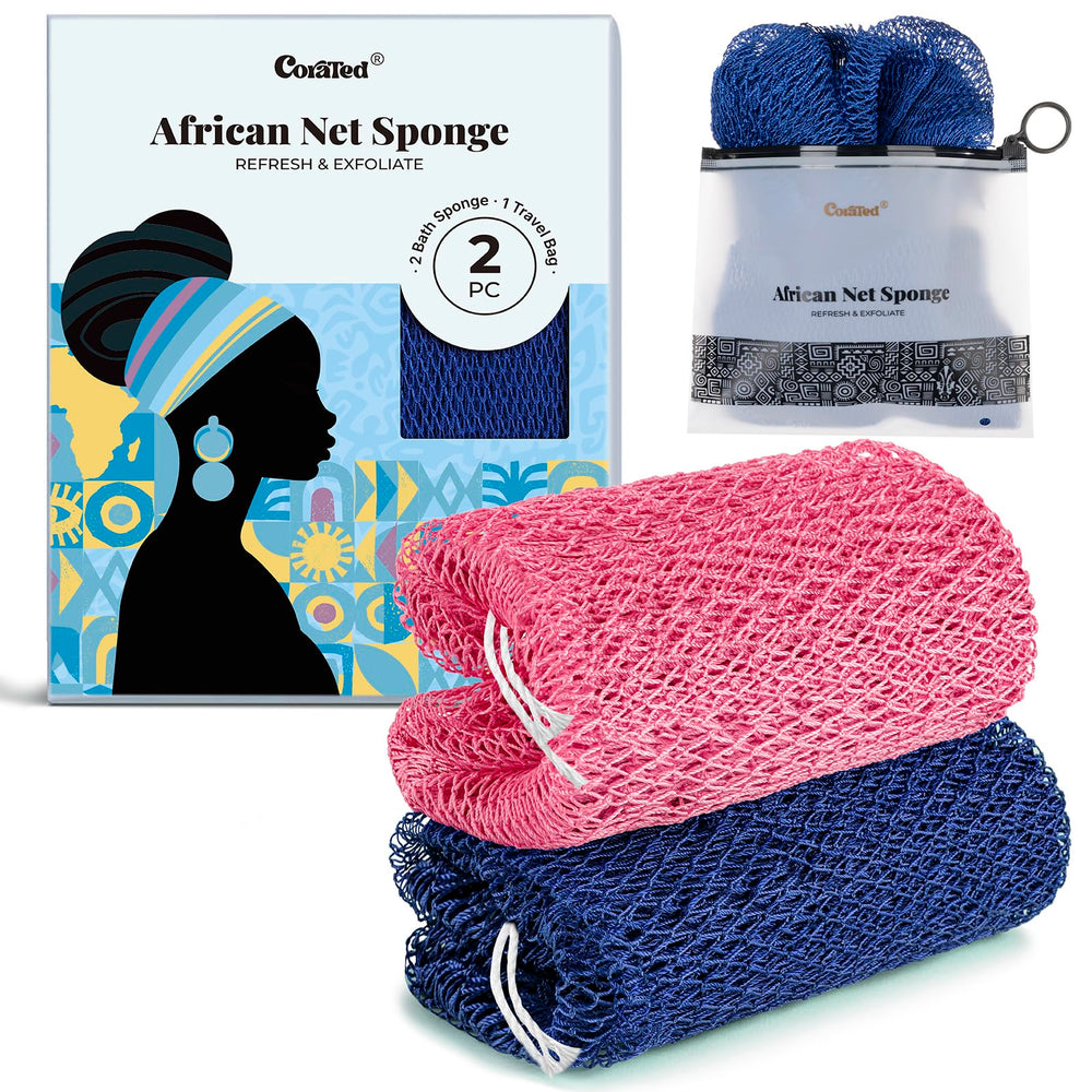 CORATED éponge-filet-africain, exfoliation en profondeur pour une peau plus lisse.