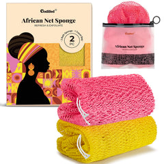 CORATED eponge reseau africain rose jaune texture: exfoliation efficace et peau plus lisse