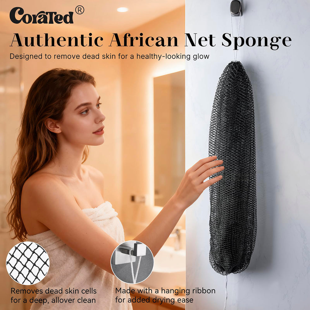 CORATED Éponge Net Africaine – extension 45 pouces pour atteindre le dos.