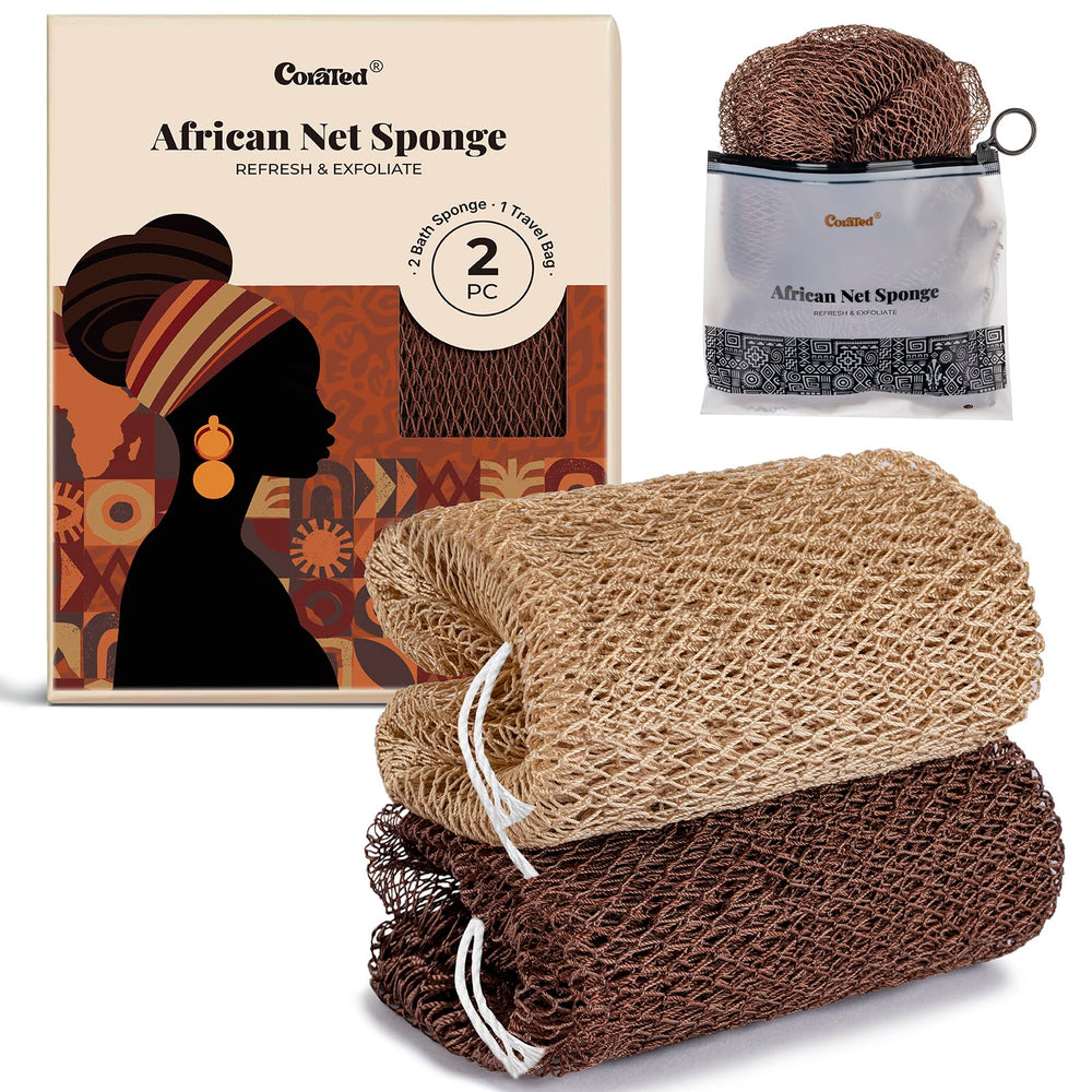 CORATED éponge en réseau exfoliant corps pour peau plus lisse et douce.