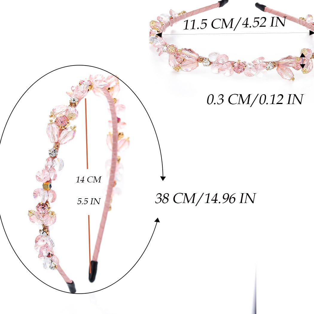Coridy bandeau-cheveux cristal rose ornements pour briller en soirée.