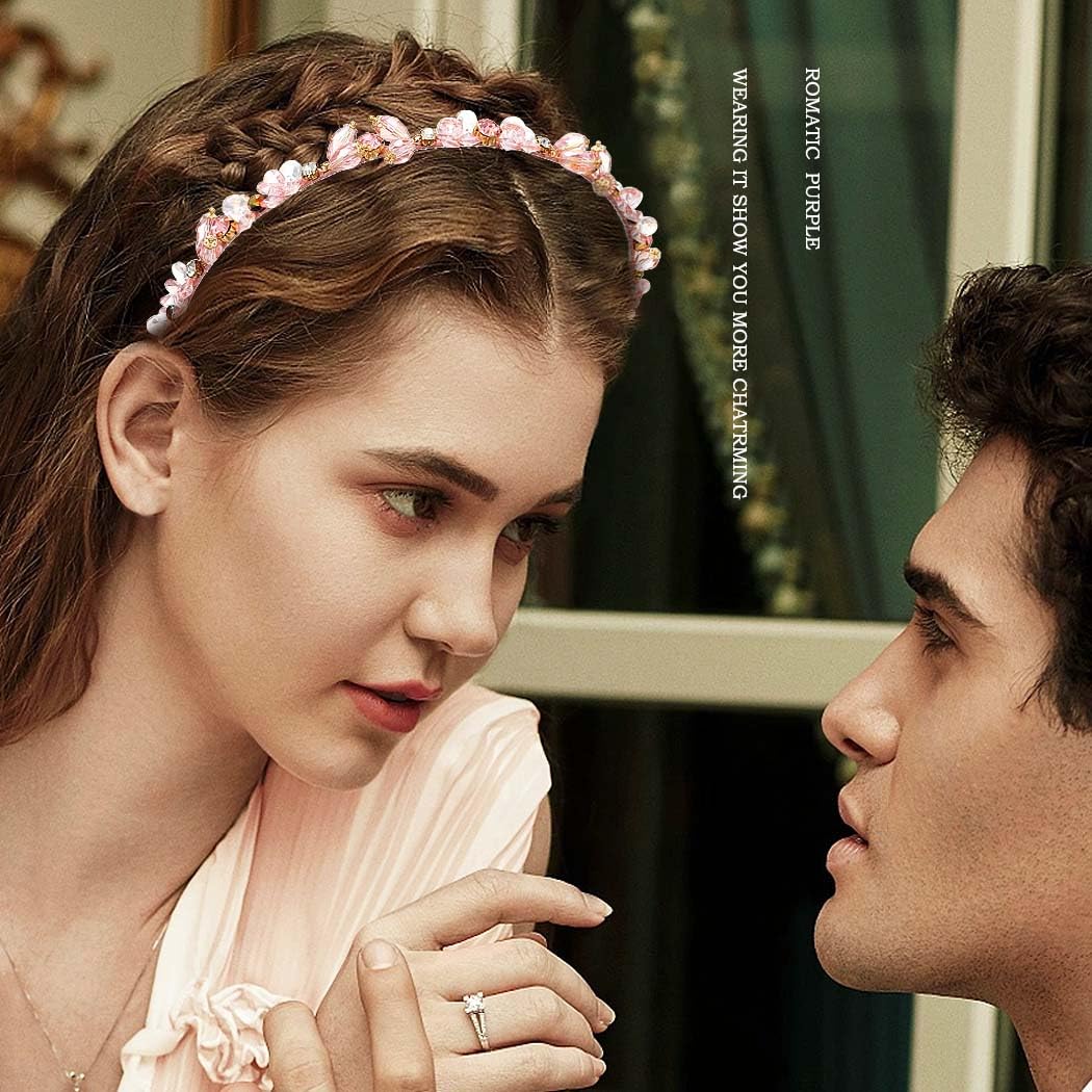 Coridy bandeau-cheveux rose paillettes ornements pour un look audacieux.